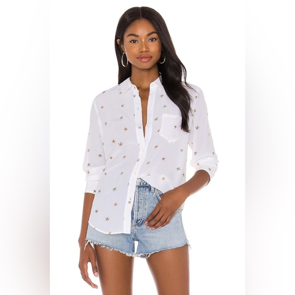 Rails Size S Kate 100% Silk Blouse - Ivory Animal Stars - Picture 2 of 10